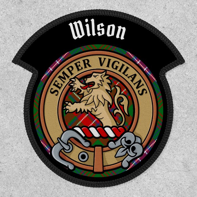 Clan Wilson Crest over Modern Tartan Patch (Front)