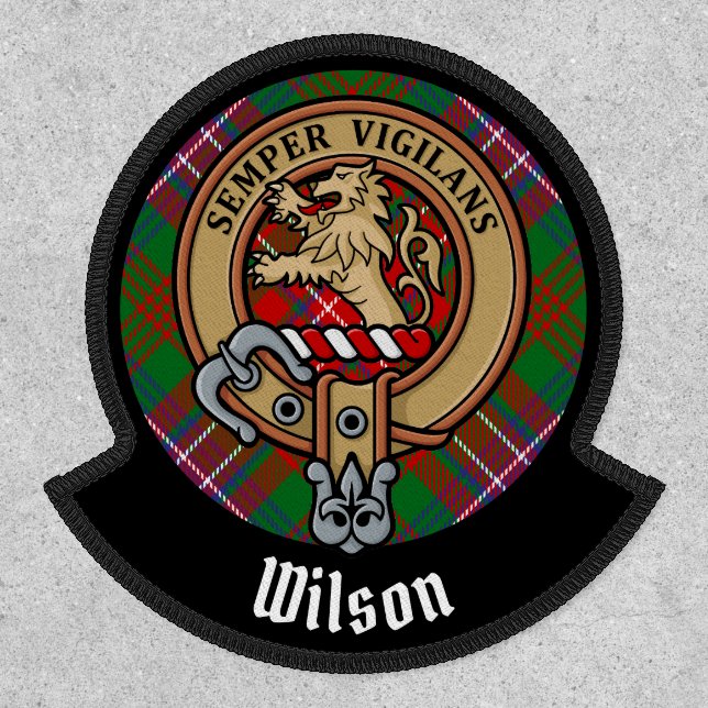 Clan Wilson Crest over Modern Tartan Patch (Front)