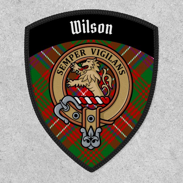 Clan Wilson Crest over Modern Tartan Patch (Front)