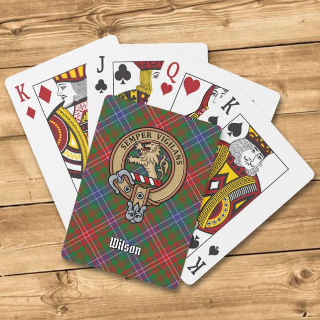 Clan Wilson Crest over Modern Tartan Poker Cards (Creator Uploaded)