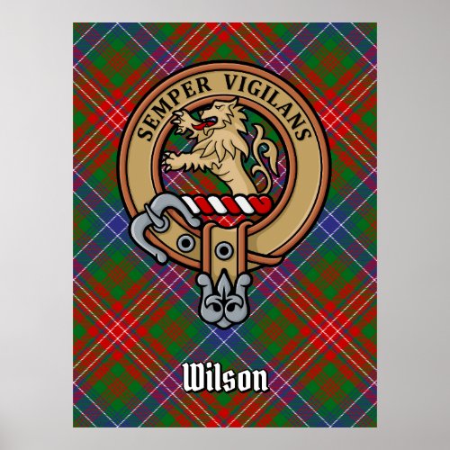 Clan Wilson Crest over Modern Tartan Poster