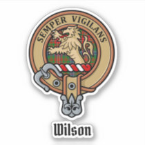 Clan Wilson Crest over Modern Tartan Sticker