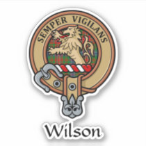 Clan Wilson Crest over Modern Tartan Sticker