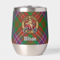 Clan Wilson Crest over Modern Tartan Thermal Wine Tumbler