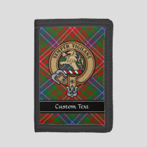 Clan Wilson Crest over Modern Tartan Trifold Wallet