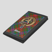 Clan Wilson Crest over Modern Tartan Trifold Wallet