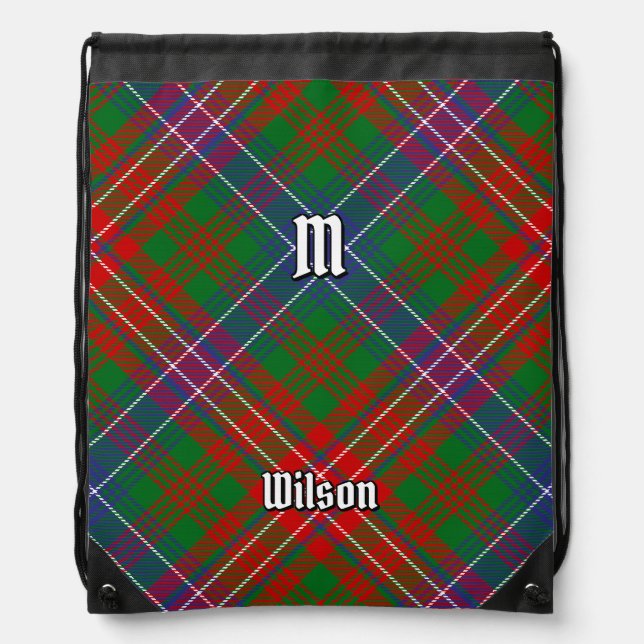 Clan Wilson Modern Tartan Drawstring Bag (Front)