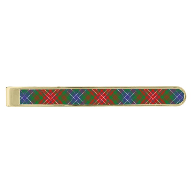 Clan Wilson Modern Tartan Gold Finish Tie Bar (Front)
