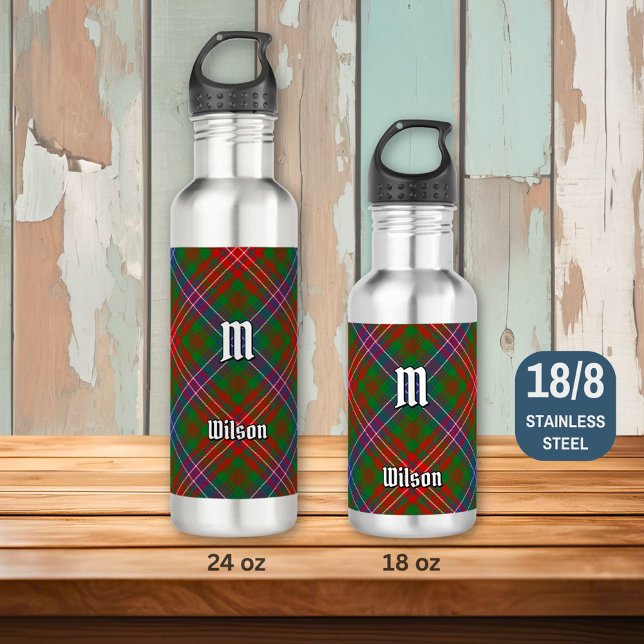 Clan Wilson Modern Tartan Stainless Steel Water Bottle (Creator Uploaded)