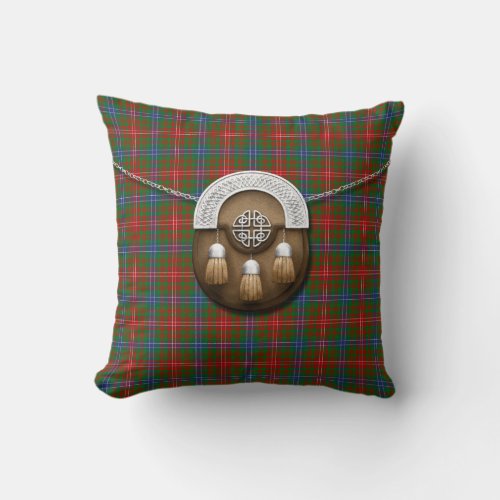 Clan Wilson Tartan And Sporran Throw Pillow