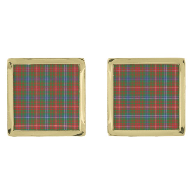 Clan Wilson Tartan Gold Cufflinks (Front)