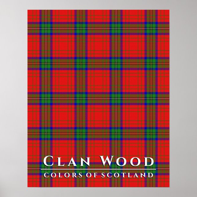 Clan Wood Colors of Scotland Red Tartan Poster (Front)
