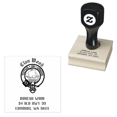 Clan Wood Crest Badge Customizable Rubber Stamp