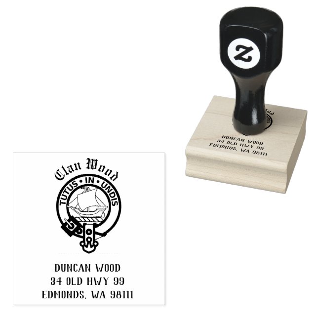 Clan Wood Crest Badge Customizable Rubber Stamp (Stamped)