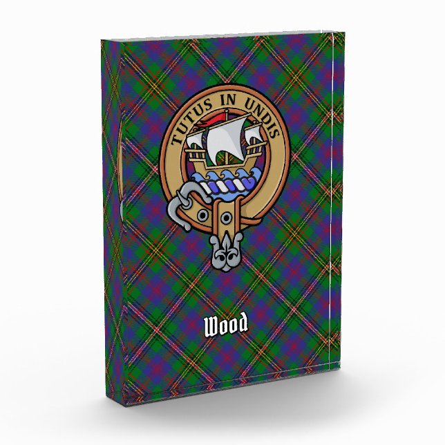 Clan Wood Crest over Tartan Acrylic Award (Left)