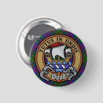 Clan Wood Crest over Tartan Button