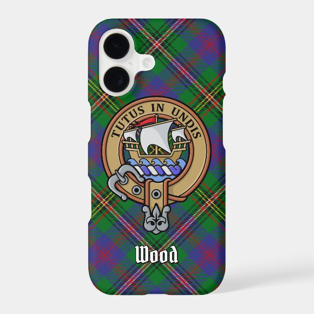 Clan Wood Crest over Tartan Case-Mate iPhone Case (Back)