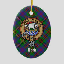 Clan Wood Crest over Tartan Ceramic Ornament