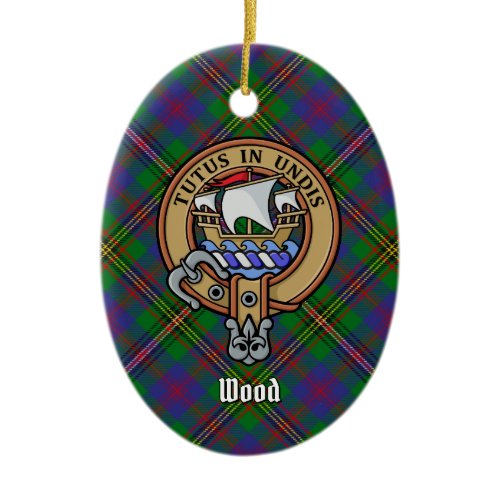 Clan Wood Crest over Tartan Ceramic Ornament