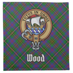 Clan Wood Crest over Tartan Cloth Napkin