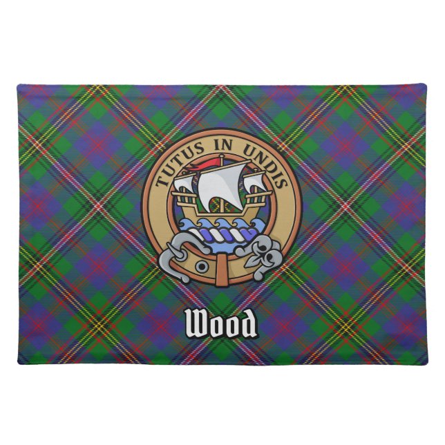 Clan Wood Crest over Tartan Cloth Placemat (Front)
