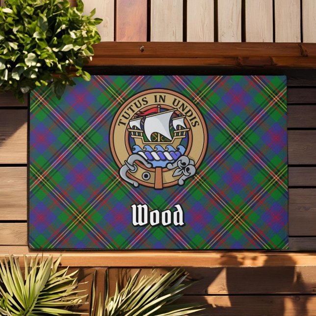 Clan Wood Crest over Tartan Doormat (Creator Uploaded)