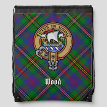 Clan Wood Crest over Tartan Drawstring Bag