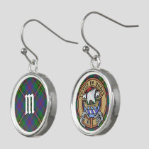 Clan Wood Crest over Tartan Earrings