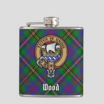 Clan Wood Crest over Tartan Flask