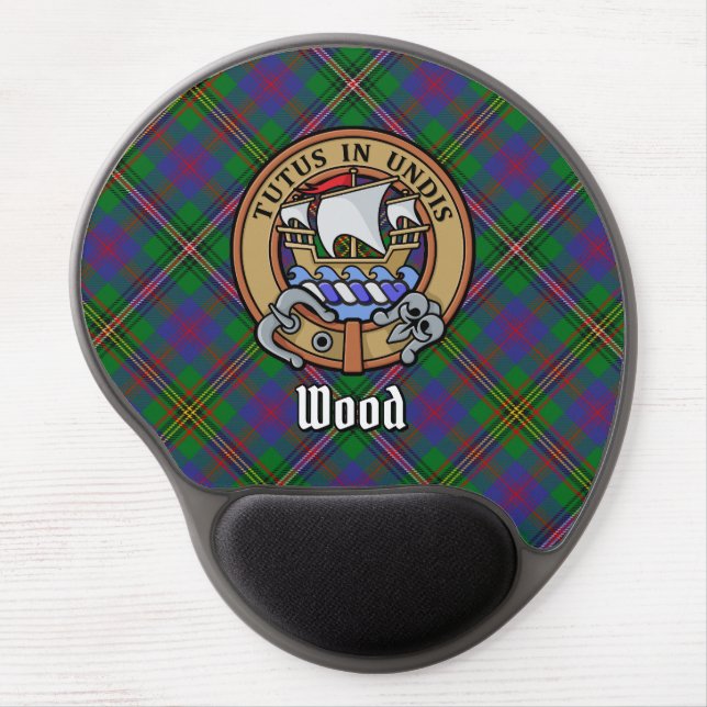 Clan Wood Crest over Tartan Gel Mouse Pad (Front)