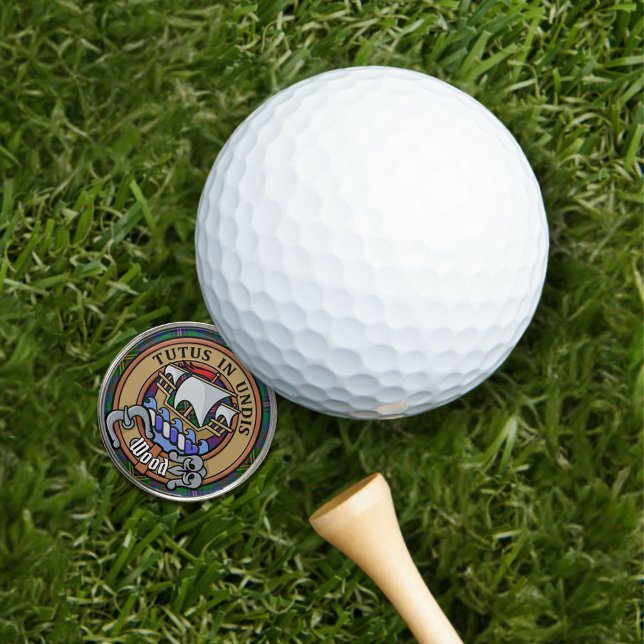 Clan Wood Crest over Tartan Golf Ball Marker (Creator Uploaded)