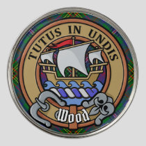 Clan Wood Crest over Tartan Golf Ball Marker