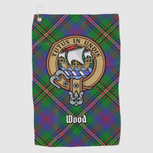 Clan Wood Crest over Tartan Golf Towel