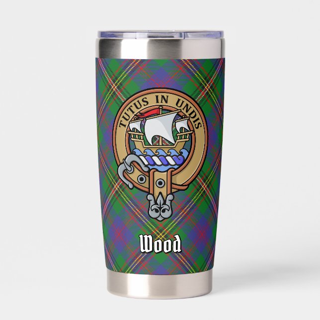 Clan Wood Crest over Tartan Insulated Tumbler (Front)