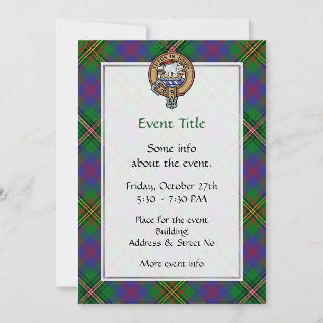 Clan Wood Crest over Tartan Invitation (Front)