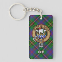 Clan Wood Crest over Tartan Keychain