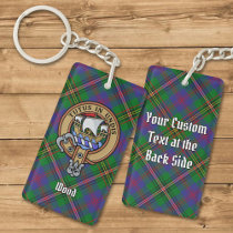 Clan Wood Crest over Tartan Keychain