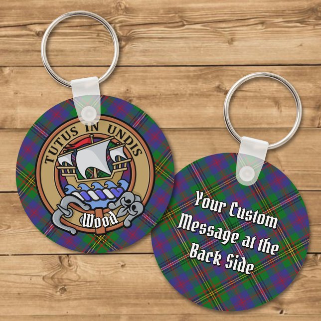 Clan Wood Crest over Tartan Keychain (Creator Uploaded)