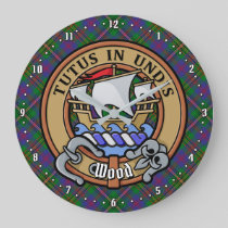 Clan Wood Crest over Tartan Large Clock