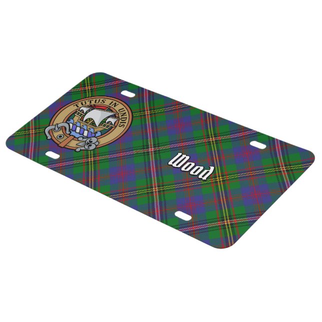 Clan Wood Crest over Tartan License Plate (Side)