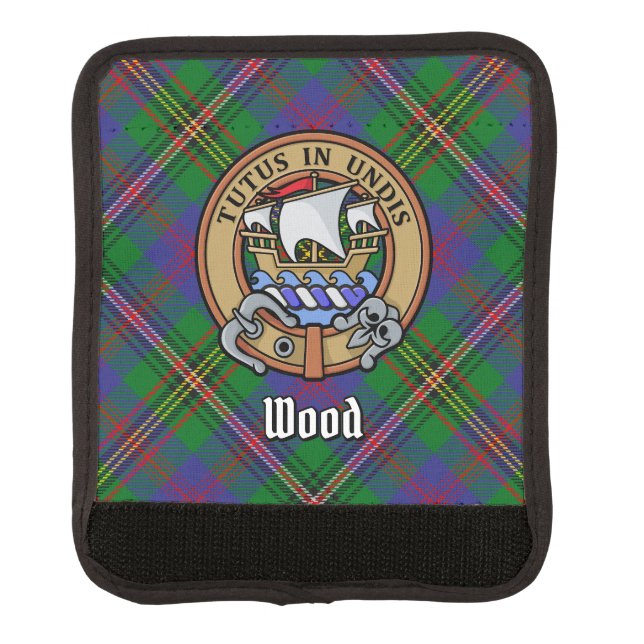 Clan Wood Crest over Tartan Luggage Handle Wrap (Front)