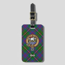 Clan Wood Crest over Tartan Luggage Tag