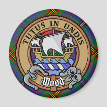 Clan Wood Crest over Tartan Magnet