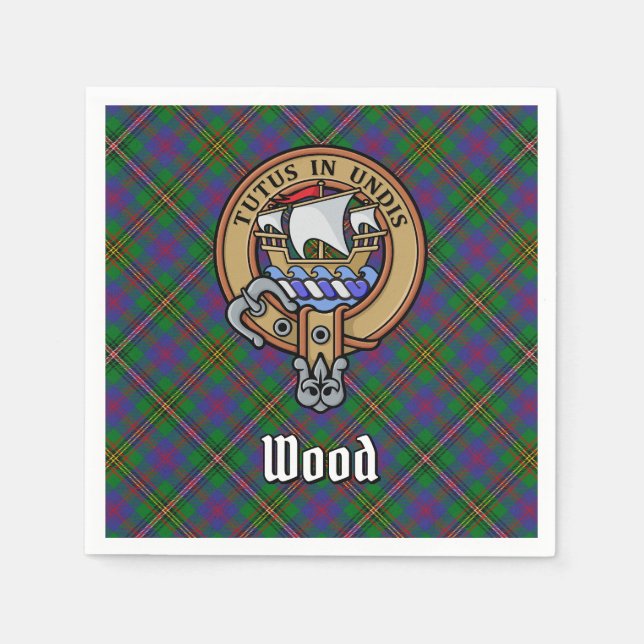 Clan Wood Crest over Tartan Napkins (Front)
