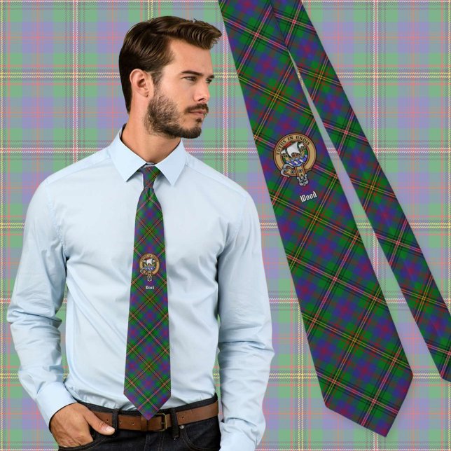 Clan Wood Crest over Tartan Neck Tie (Creator Uploaded)