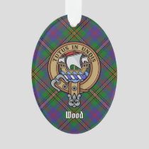 Clan Wood Crest over Tartan Ornament