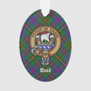 Clan Wood Crest over Tartan Ornament