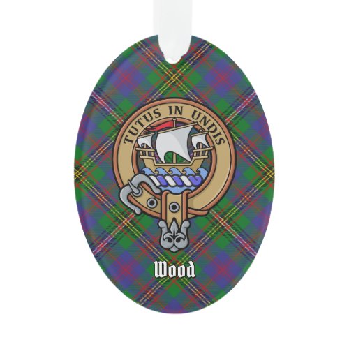 Clan Wood Crest over Tartan Ornament
