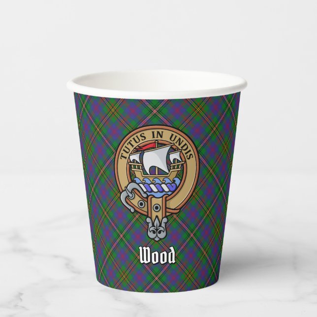 Clan Wood Crest over Tartan Paper Cups (Front)