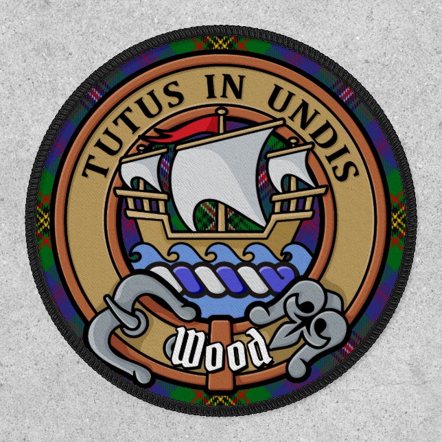 Clan Wood Crest over Tartan Patch (Front)